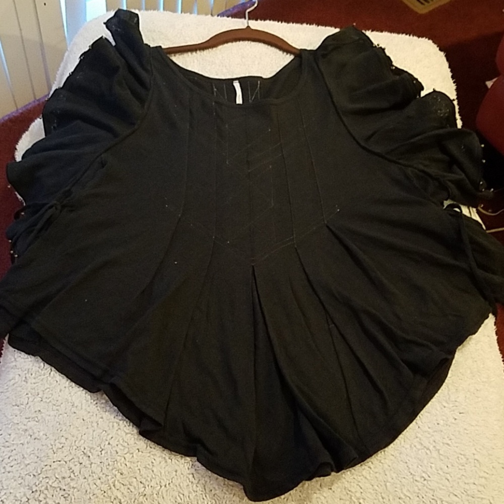 Free People Black Butterfly Blouse